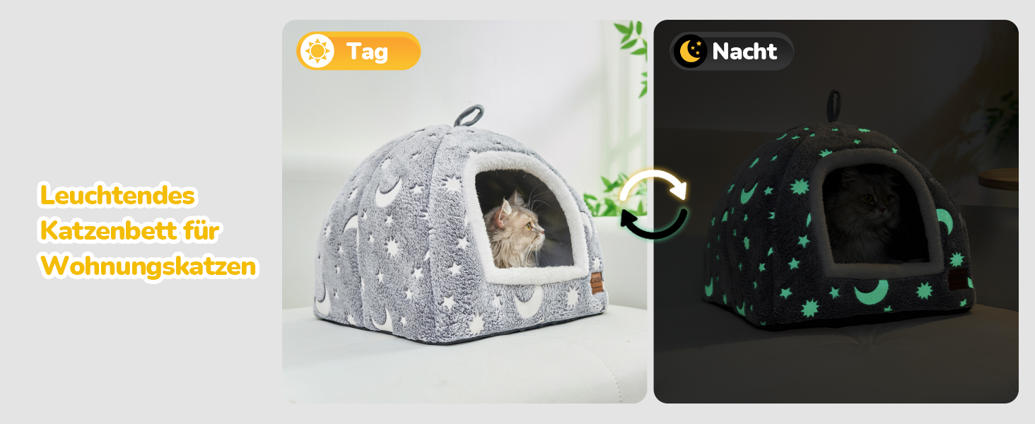 Світлодіодна кімната-будиночок для котів CATISM - 40x40x38 см. М'яка затишна кімната для котів, кошенят та цуценят з знімним подушкою. Сірий колір.