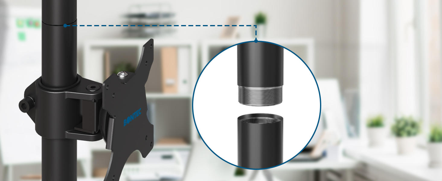 Кріплення для двох моніторів BONTEC, 13-34 дюйми, регулювання висоти, поворот, до 10 кг на монітор, VESA, кабель-менеджмент, кріплення на стіл, ергономічне для офісу та геймінгу