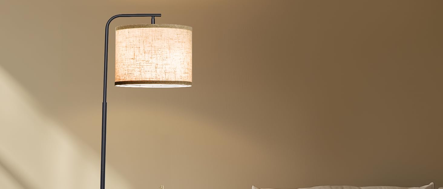 Настільна лампа EOEYYOYB з USB A+C, сенсорне керування, регулювання яскравості, абажур з льону, для спальні та вітальні, біла