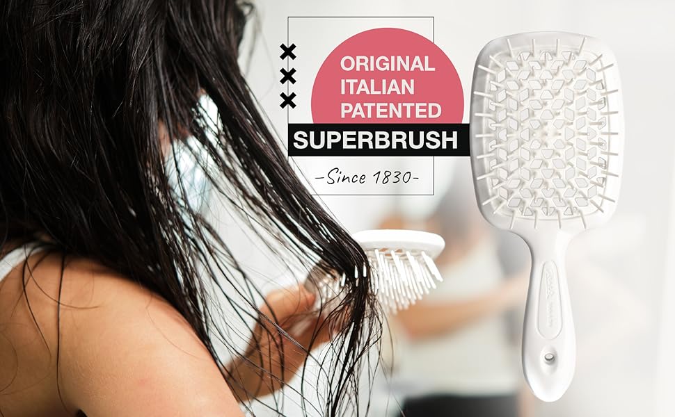 Щітка Janeke Superbrush для розчісування волосся: для м'якого, гладкого волосся з антистатичними щетинками. Підходить для кучерявого, густого, хвилястого, тонкого волосся (Tiffany).