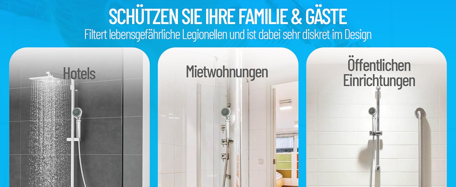 Фільтр для душу від легіонели Legionellenfilter Safety Chrome - сертифікований, миттєвий захист, висока якість