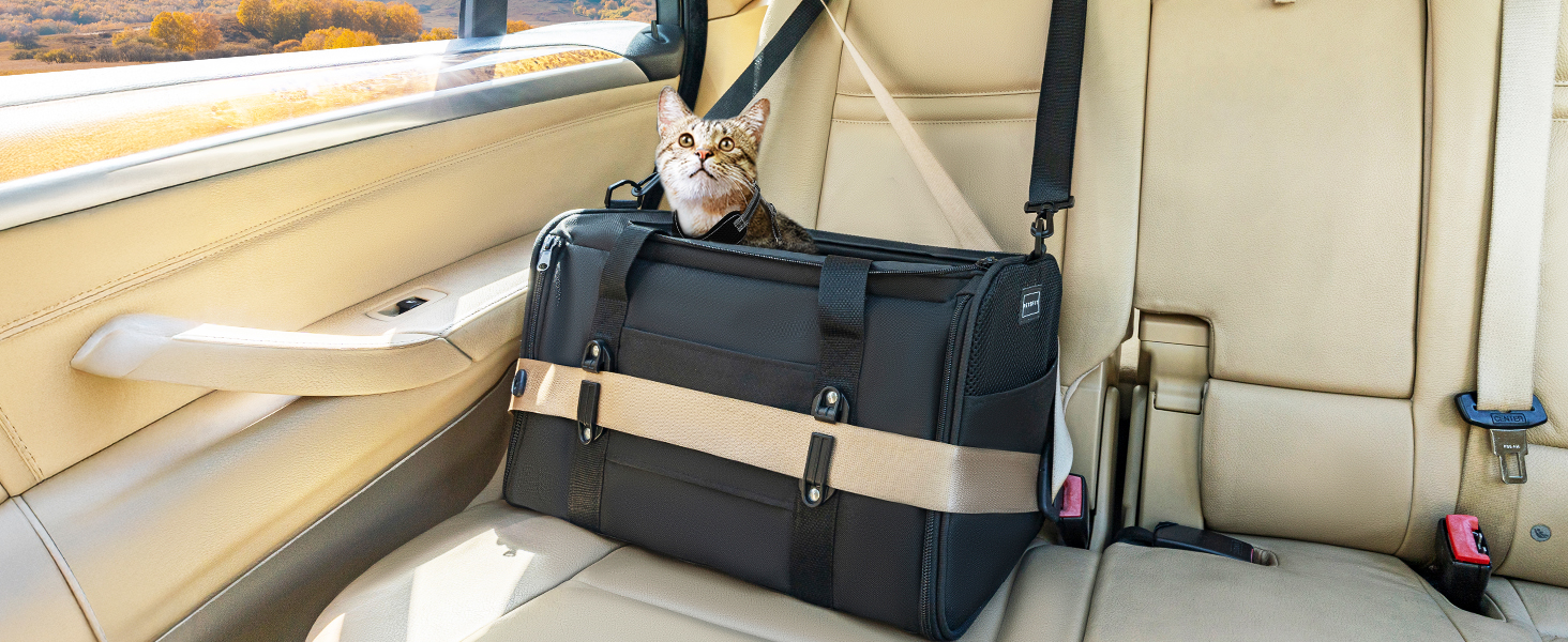 Транспортна переноска для котів та собак Petsfit - складана сумка-переноска для авто, чорна, M (45,5 x 28 x 28 см)