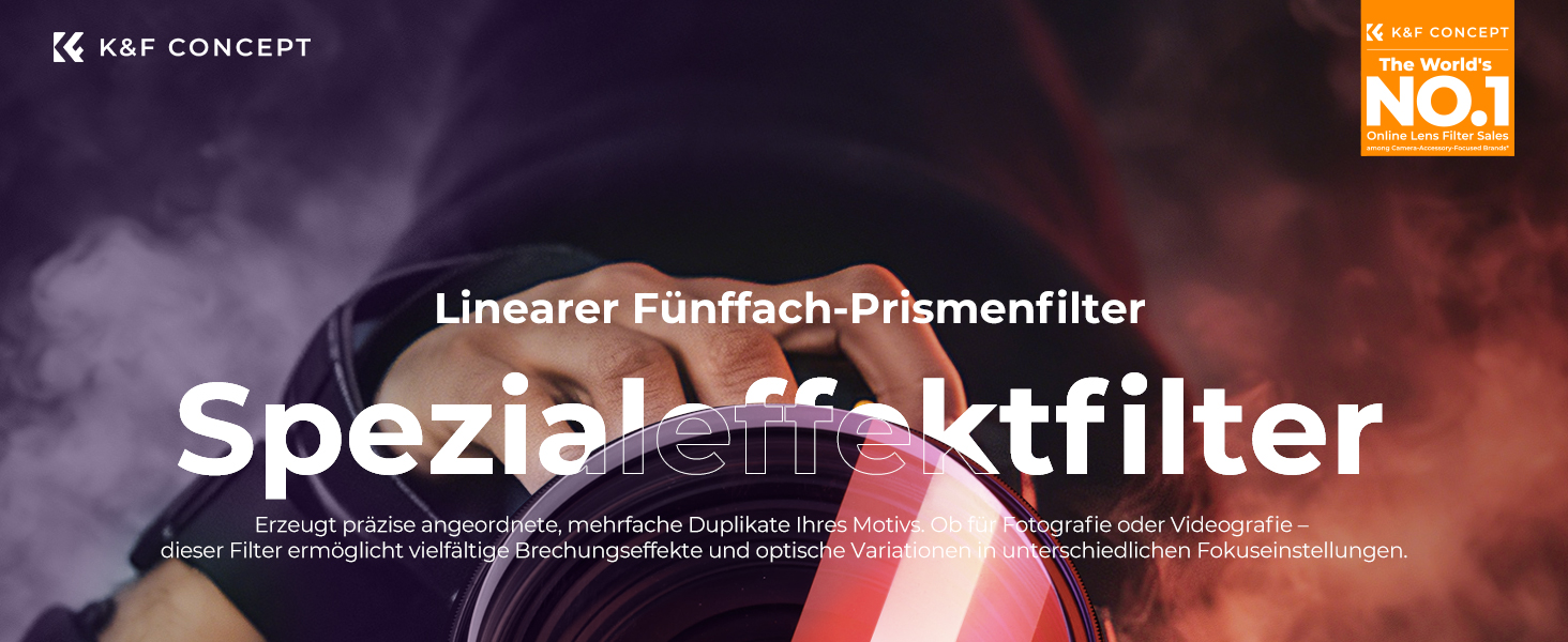 Фільтр K&F CONCEPT 77mm Mirage Pentaprism з оптичного скла, Nano-B серія | Ефект призма для об'єктива камери