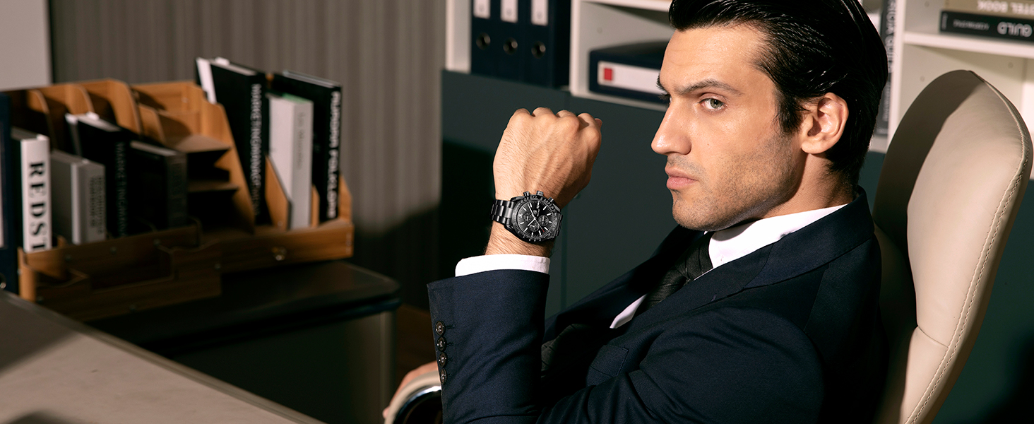 Годинник чоловічий BENYAR Quarz Chronograph, водонепроникний, з датою, світлодіодний дисплей, стильний, для повсякденного та ділового стилю, класичний дизайн, синій колір, ідеальний подарунок для чоловіків