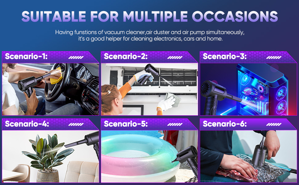 Електричний пилосос для клавіатури Staubgebläse, 3 швидкості, 91000 об/хв, акумулятор 7600mAh, USB зарядка, щітка для чищення, для ПК, ноутбука, авто, дивану, офісної техніки