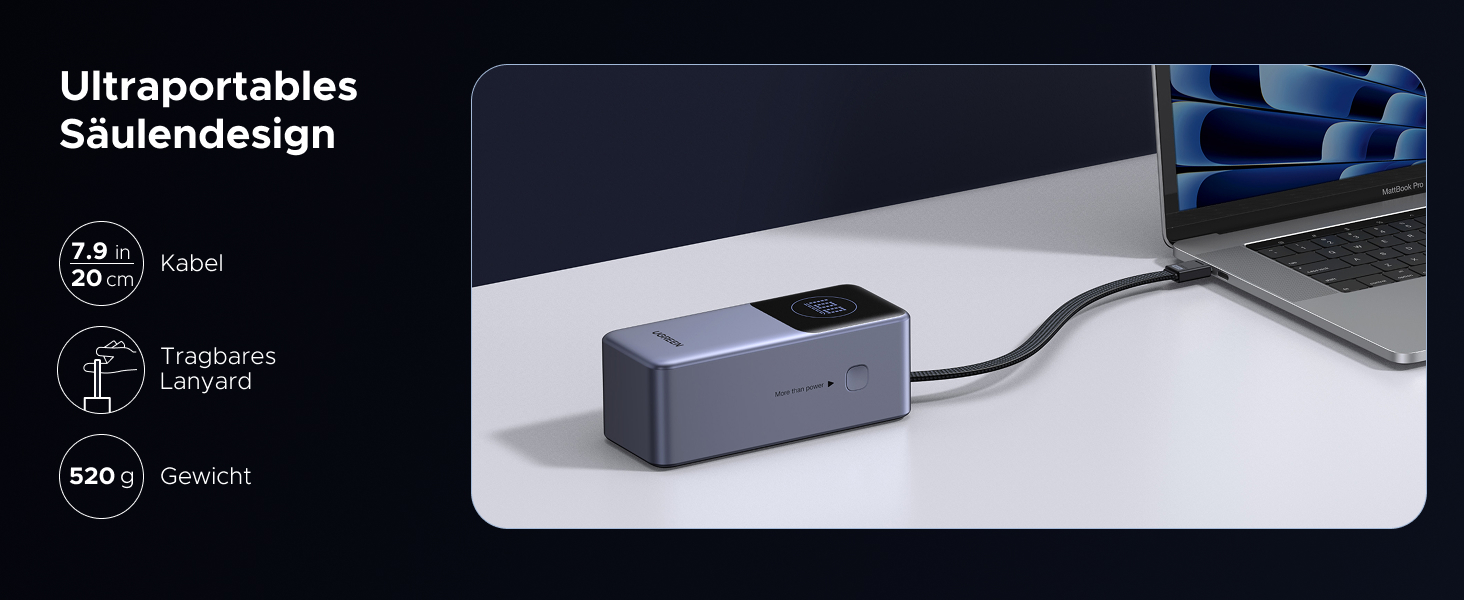 Powerbank UGREEN Nexode 20000mAh 130W з PD 3.0, USB-C та USB-A, сумісний з iPhone, Galaxy, MacBook