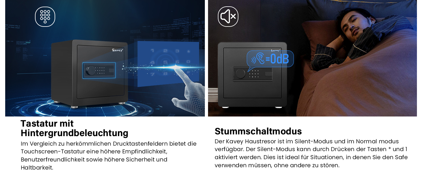 Сейф Kavey Safe Tresor: цифровий замок, подвійний захист, LED-освітлення, 40L