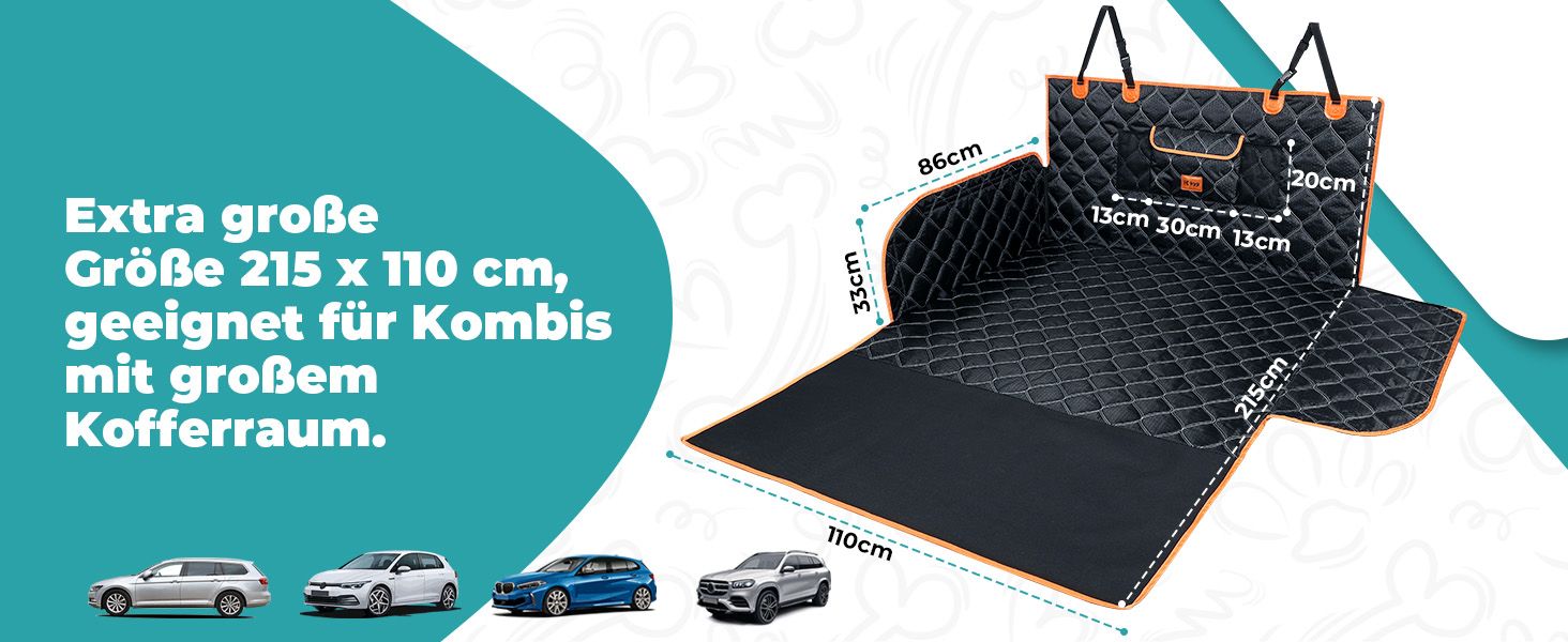 Захисна ковдра для собак у багажник авто KYG, 215x110 см, водовідштовхувальна, антикіготкові властивості, універсальна