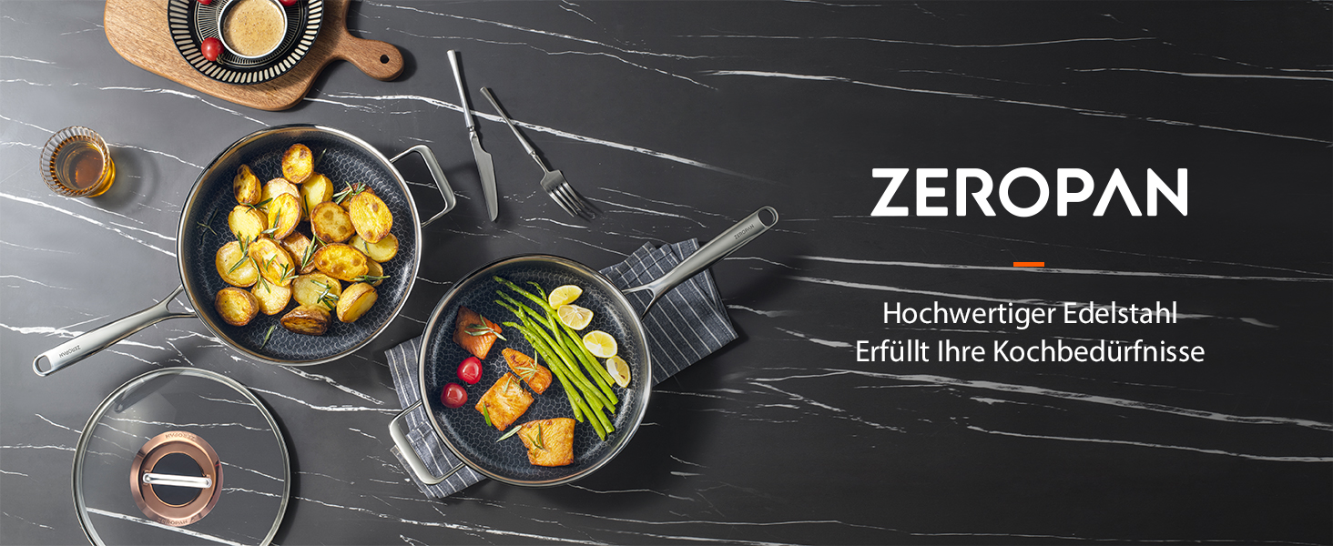 Сковорода з кришкою 26 см, антипригарне покриття Hybrid, холодна ручка, придатна для миття в посудомийній машині, без PFAS, PFOA та PTFE, термостійка до 260 °C, сумісна з усіма типами плит (WQ-D)