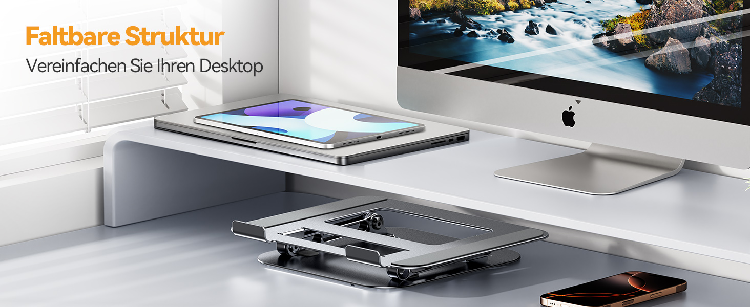 Підставка для ноутбука TECKNET регульована по висоті, ергономічна, складна, портативна з вентиляцією, сумісна з ноутбуками та планшетами 11-17.3 дюймів (сіра)