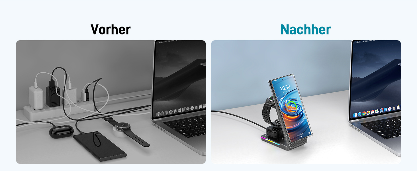 Магнітна зарядна станція 3-в-1 для Samsung Galaxy S26 Ultra, S25, Z Fold 7, Z Flip 7, Galaxy Watch Ultra 8/7/6 та Buds Pro 3 - бездротова, складна, чорна