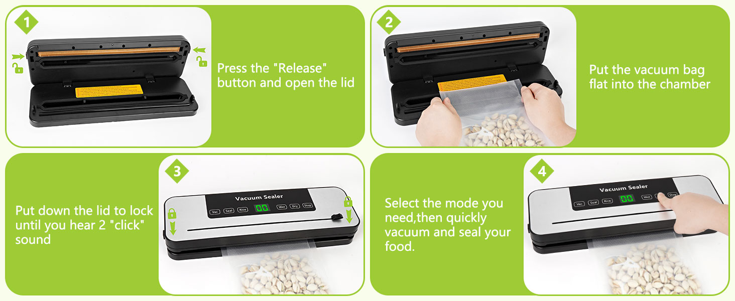 Вакуумний пакувальник Vakuumiergerät Profi з LED-дисплеєм, 50 пакетів, вбудований різак, функції 'Волого/Сухо', для кухні та їдальні