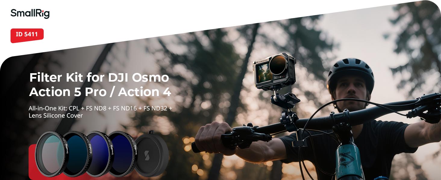 Набір фільтрів ND для DJI Osmo Action 4/5 Pro: CPL, ND8, ND16, ND32 + силіконовий ковпачок для об'єктива