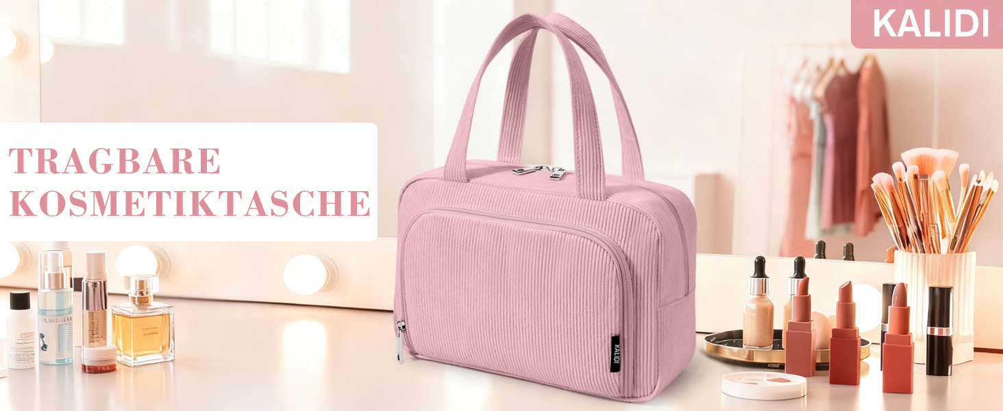 Косметичка для жінок Kalidi з багатьма відділеннями та відділенням для пензликів, велика, для подорожей, органайзер макіяжу, косметичка-рюкзак, темно-зелений (рожевий)