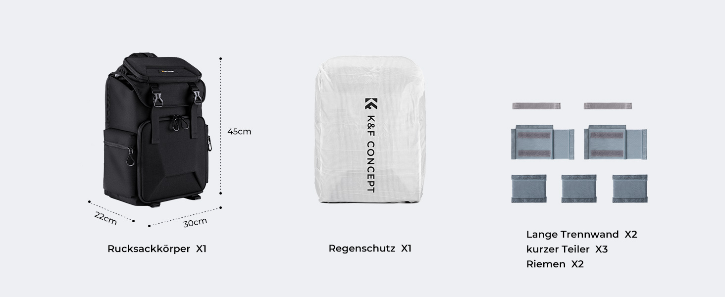 Чорний рюкзак для камери K&F Concept 25L: для фотографів, з відділенням для ноутбука, штатива та об'єктивів, водонепроникний, з дощем.
