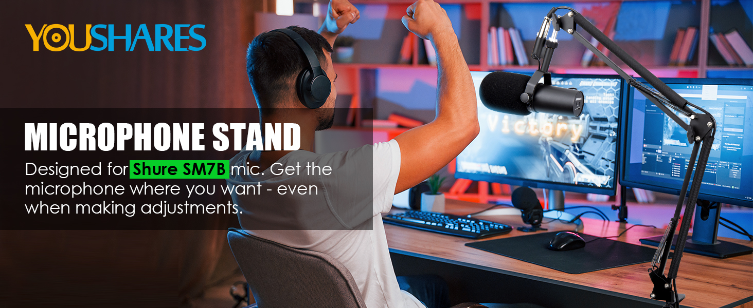 Тримач для мікрофона SM7B YOUSHARES 04 з поп-фільтром - Шарнірний мікрофонний стійка для студійного мікрофона Shure SM7B XLR