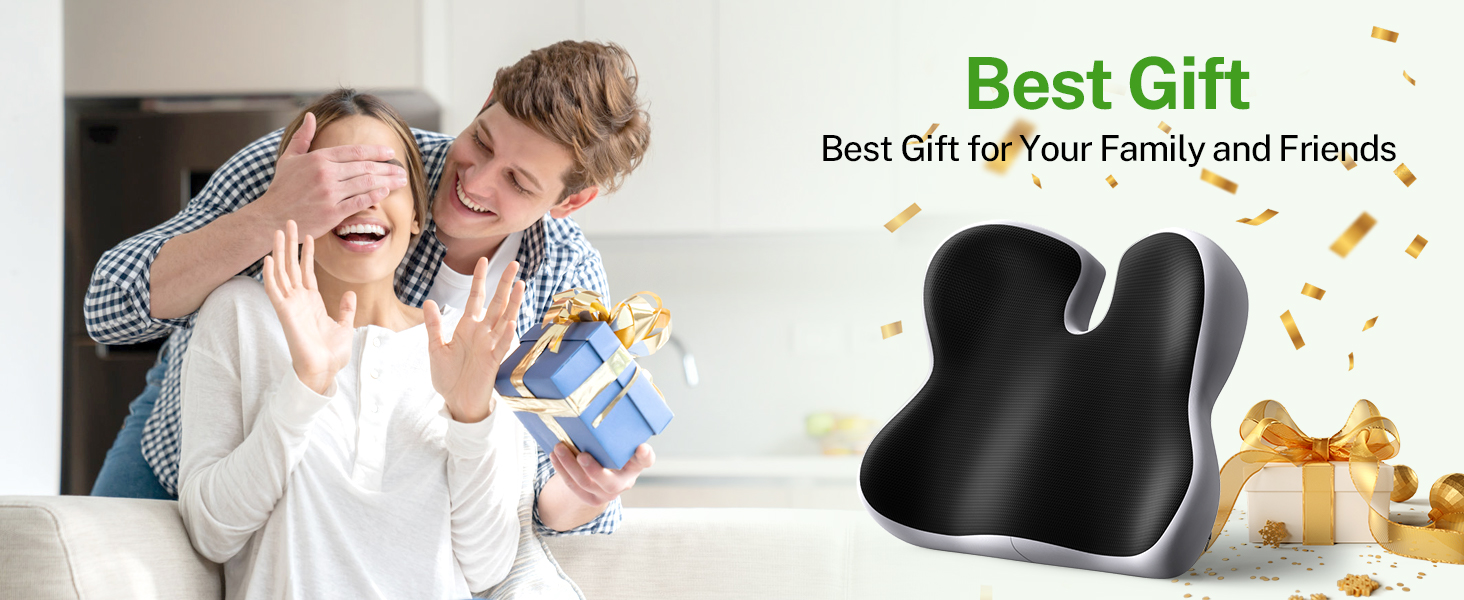 Ортопедична подушка для сидіння Benazcap з Memory Foam - для офісного крісла, автомобіля, інвалідного візка. Зменшує біль у куприку. Чорний/Сірий колір