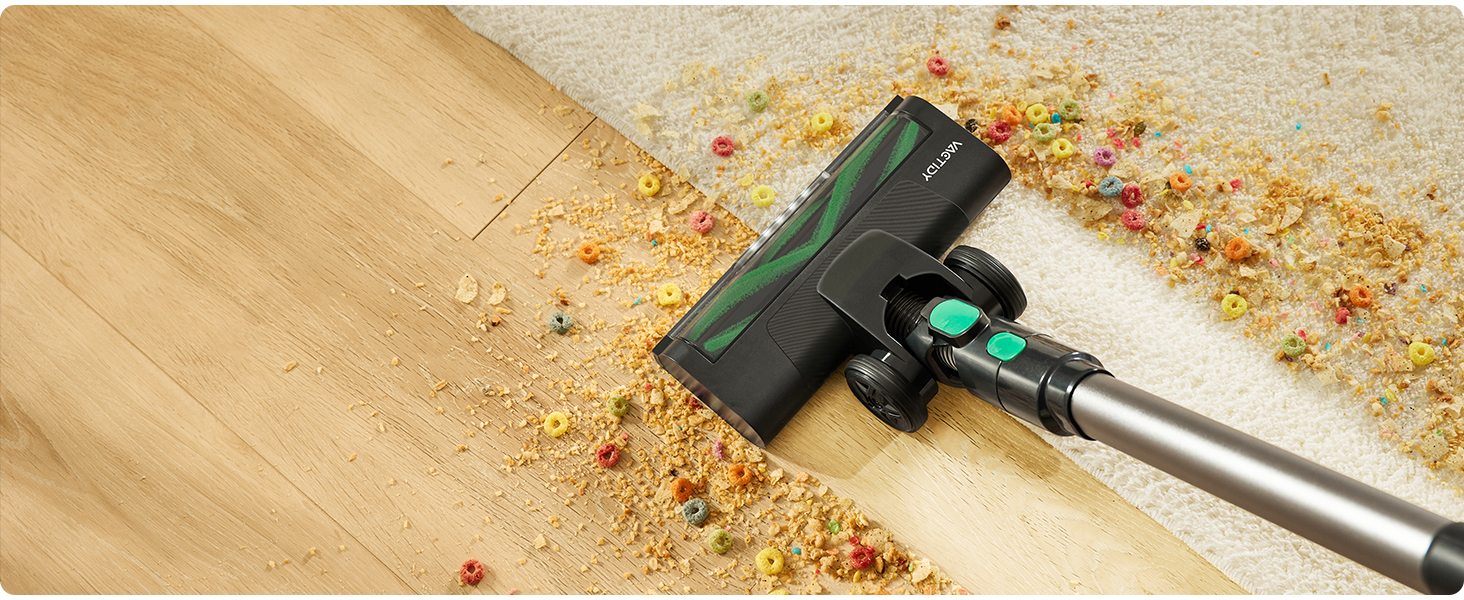 Бездротовий акумуляторний пилосос Vactidy V9 з LED-підсвічуванням, 30KPa, до 45 хвилин роботи, для видалення шерсті тварин, твердих поверхонь та килимів, чорний