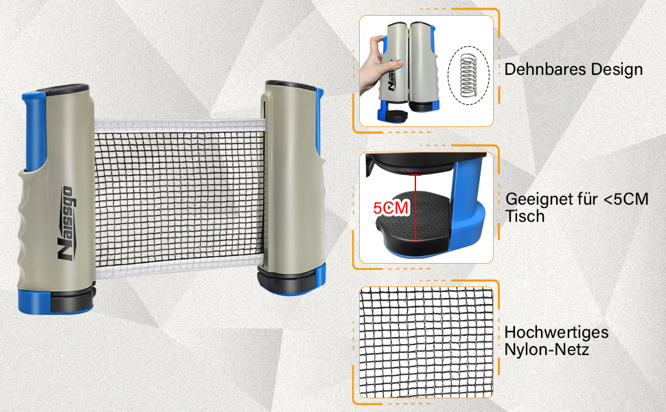 Набір для настільного тенісу Profi: 2 ракетки, м'ячі, сітка, сумка. Підходить для дорослих та дітей, для гри в приміщенні та на вулиці (сірий)