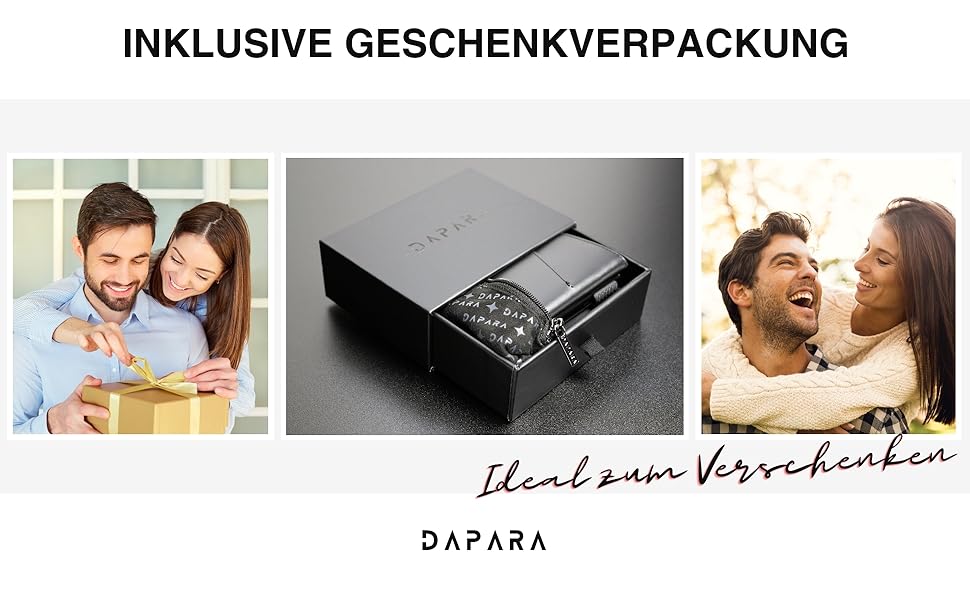 Чоловічий шкіряний гаманець DAPARA з відділенням для монет та RFID-захистом | Slim Wallet для чоловіків | Портмоне на 12 карт | Чорний міні-гаманець з відділенням для монет