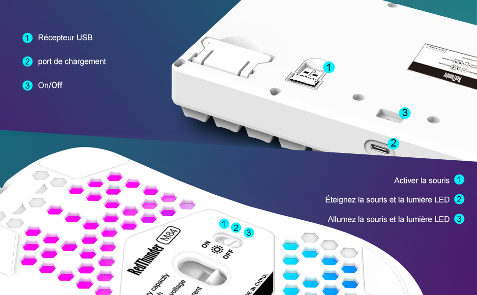 RedThunder K84 Combo: Бездротова клавіатура та миша USB, AZERTY (французька), 75% TKL, 3200 DPI (біла)