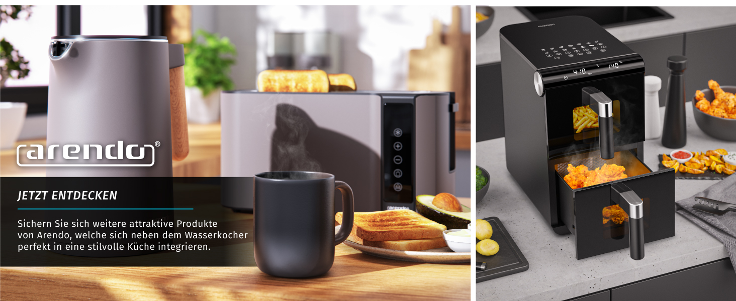 Електричний чайник Arendo з регулюванням температури, 1.5 л, нержавіюча сталь, подвійні стінки, BPA free, функція підтримки тепла, Cool Touch, Taupe C