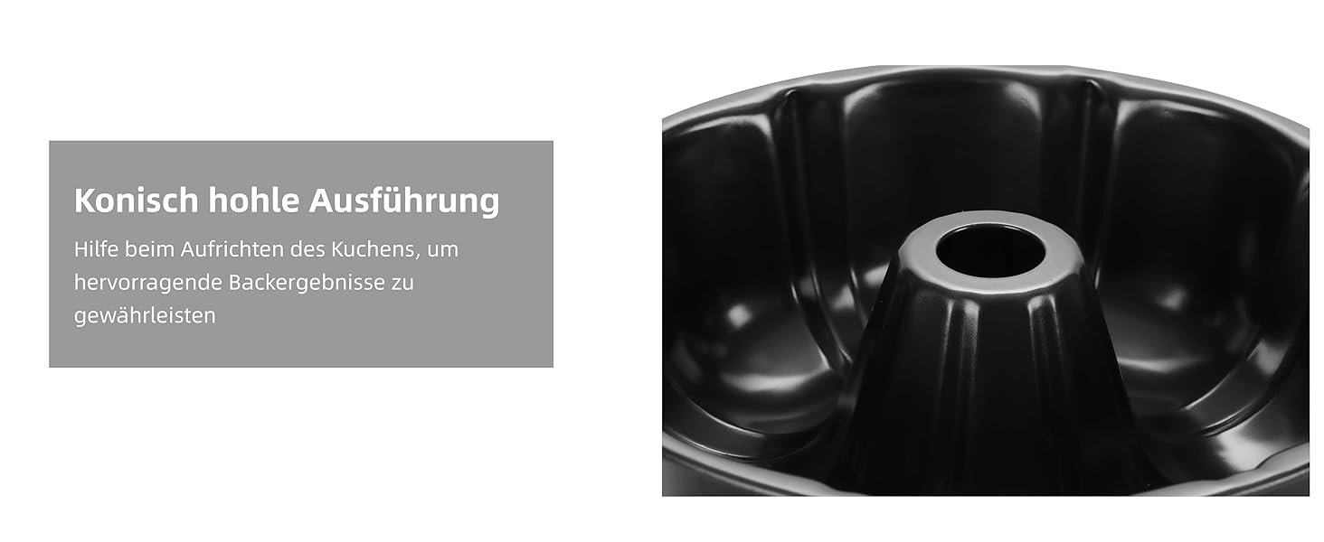 Форма для кексів Onader, карбонова сталь з антипригарним покриттям, 25,5 см, кругла, для випікання кексів, хліба, здоби, легко миється (чорна)