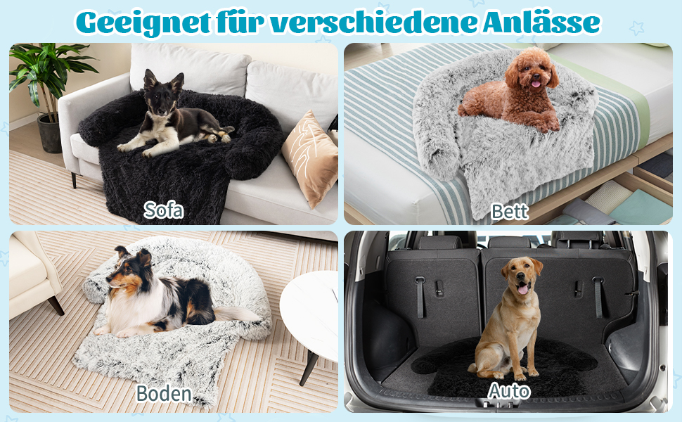 М'яке ліжко для собак Costway, захист дивану, ковдра для собак, зручне ліжко з плюшу, 112 x 101 x 18 см, сіро-біле M