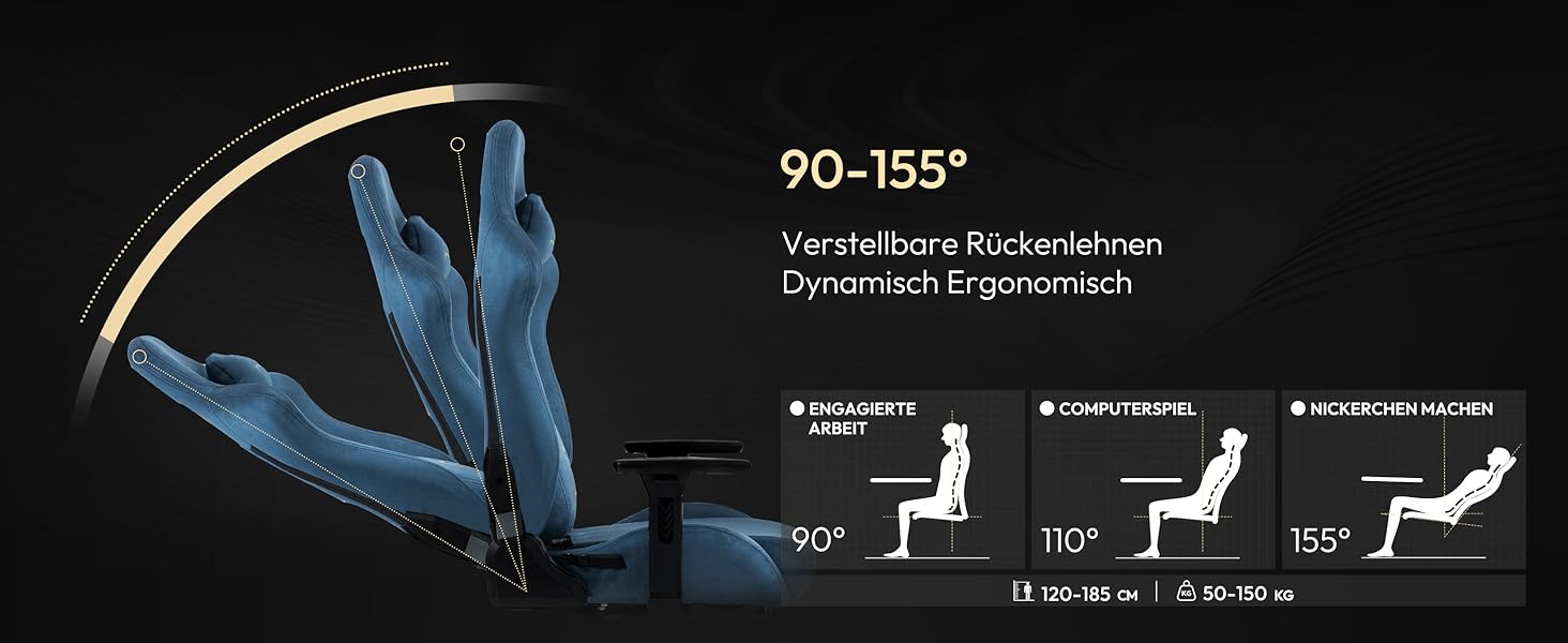 Ігровий крісло Dowinx з мікрофібри, дихаюче та ергономічне, з підніжкою (блакитний)