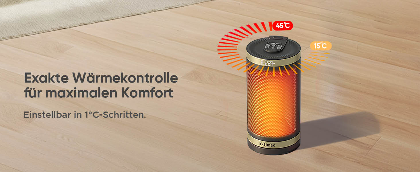 Електричний обігрівач NEU 1500W з керамічним нагрівачем, термостатом, захистом від перегріву, нахилу та для дітей, таймером 12 год, з пультом керування, золотий, Classic