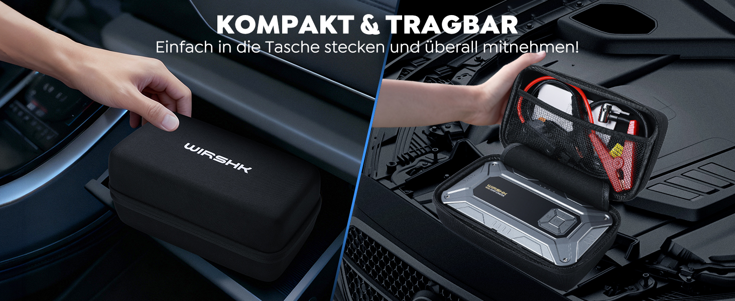 Портативний пусковий пристрій 8000A з повітряним компресором 160 PSI для бензинових та дизельних двигунів (до 10 л), з дисплеєм та аварійною світлодіодною лампою