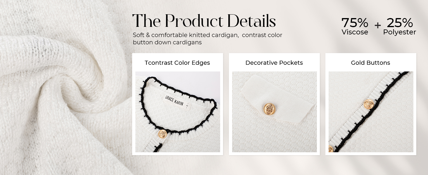 Жіночий кардиган Grace Karin з довгими рукавами, двоколірний, в'язаний, з ґудзиками. Елегантний та зручний. XL, темно-синій