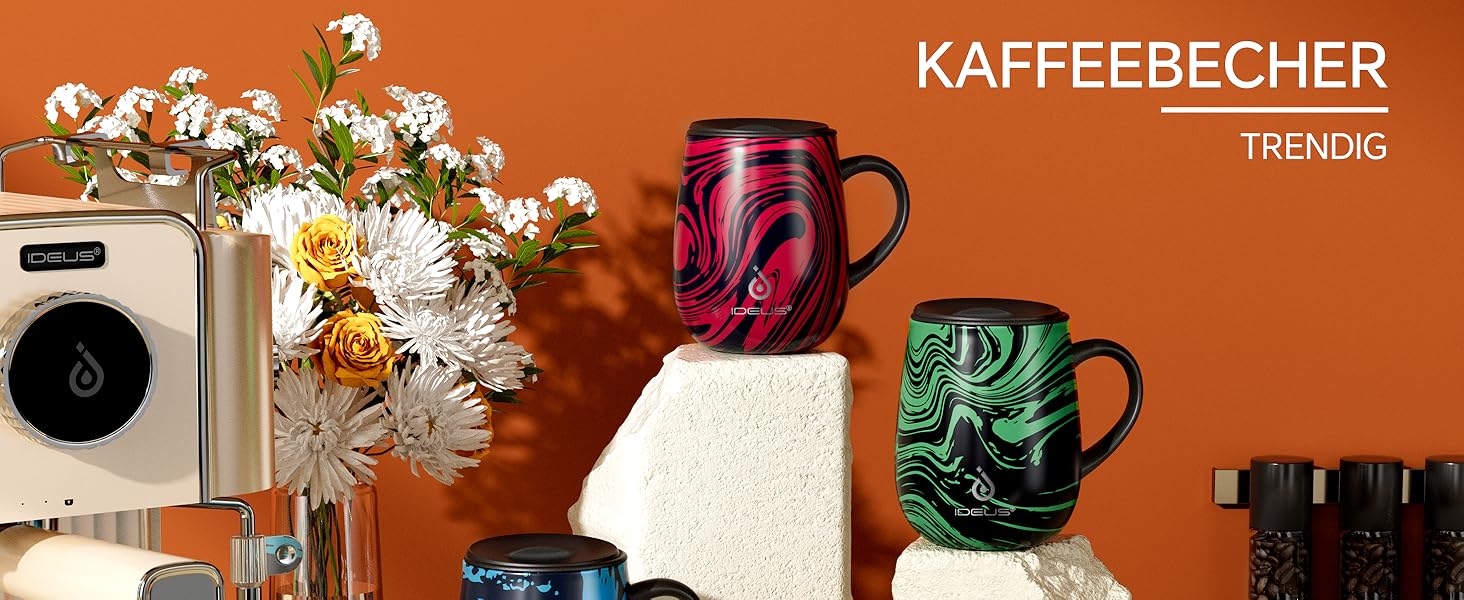 Кружка Ideus 470 мл з нержавіючої сталі, подвійні стінки, ізольована, з кришкою, зелений (Rotes Zebra)