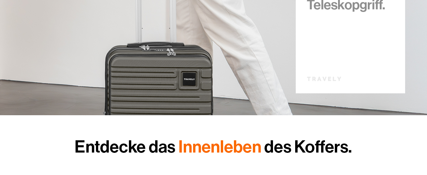 Чемодан ручної об'єм 55x40x23 см Travely Premium, розширюваний, з TSA замком та відділенням для ноутбука, 41-50 л, сірий