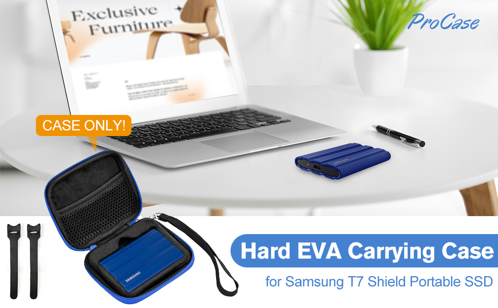 Чохол ProCase для SSD Samsung T7/ T7 Touch (500GB/1TB/2TB) - Жорсткий, Стійкий до ударів, Блакитний