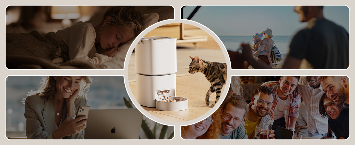 Автоматичний годівниця для котів та собак 5L з Wi-Fi, керування через додаток, 1-10 прийомів їжі на день