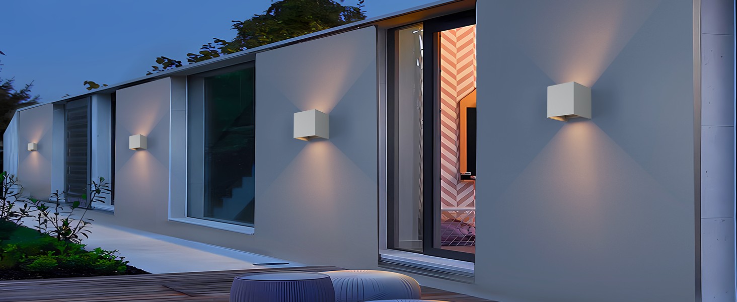 LED вуличне освітлення K-Bright 7W: настінний світильник з регульованим світловим променем, тепле біле світло, IP65, сірий