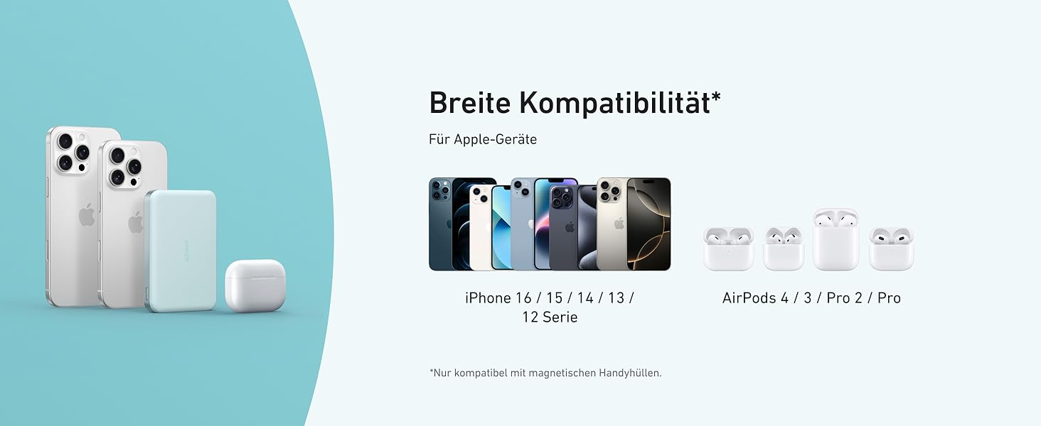 Powerbank Anker MagGo 10000mAh, Qi2, MagSafe, зелений: компактний зарядний пристрій для iPhone 16/15/14/13