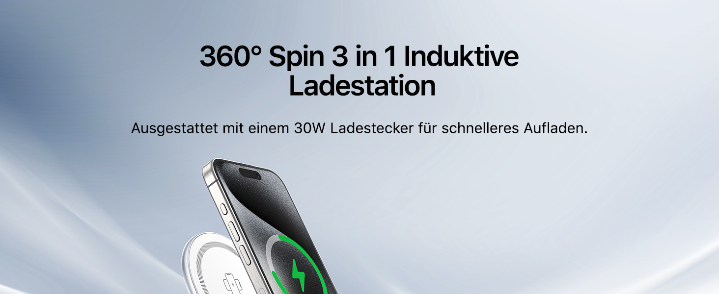 Сумка-органайзер для зарядки MagSafe: Складна зарядка для Apple, індукційна зарядка для iPhone 16/15/14/13/12, зарядка для Apple Watch та AirPods (з 30W адаптером), білий колір