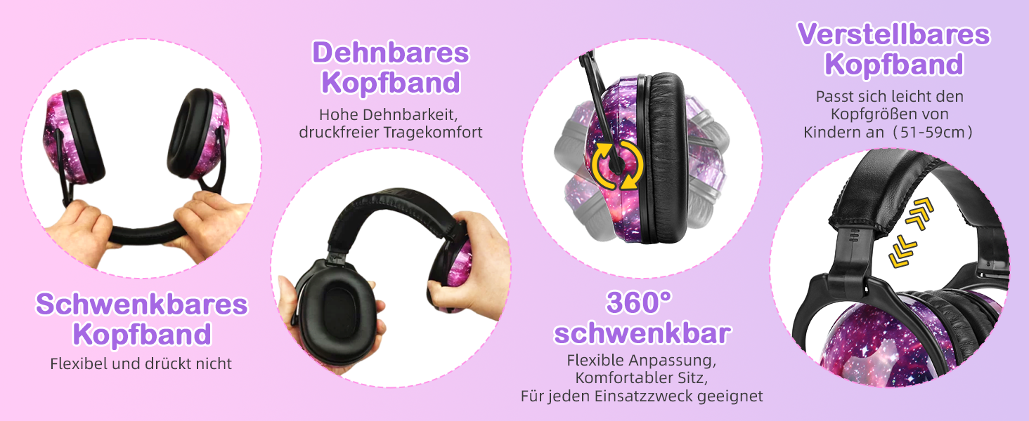 Навушники для захисту від шуму ZOHAN 030 для дітей 3-18 років, для дітей з аутизмом, для школи, концерту, галактичний дизайн