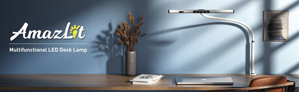 LED лампа для столу AmazLit з доглядом за очима, регульована яскравість та колірна температура, без відблиску, з жестами, пам'ять, 12W