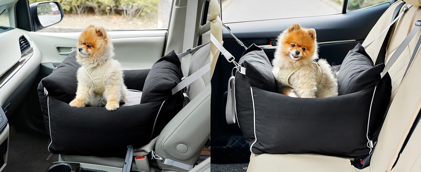 Автокрісло для собак Lesure - чорне, 58x56x33 см, з водонепроникним покриттям та кишенями