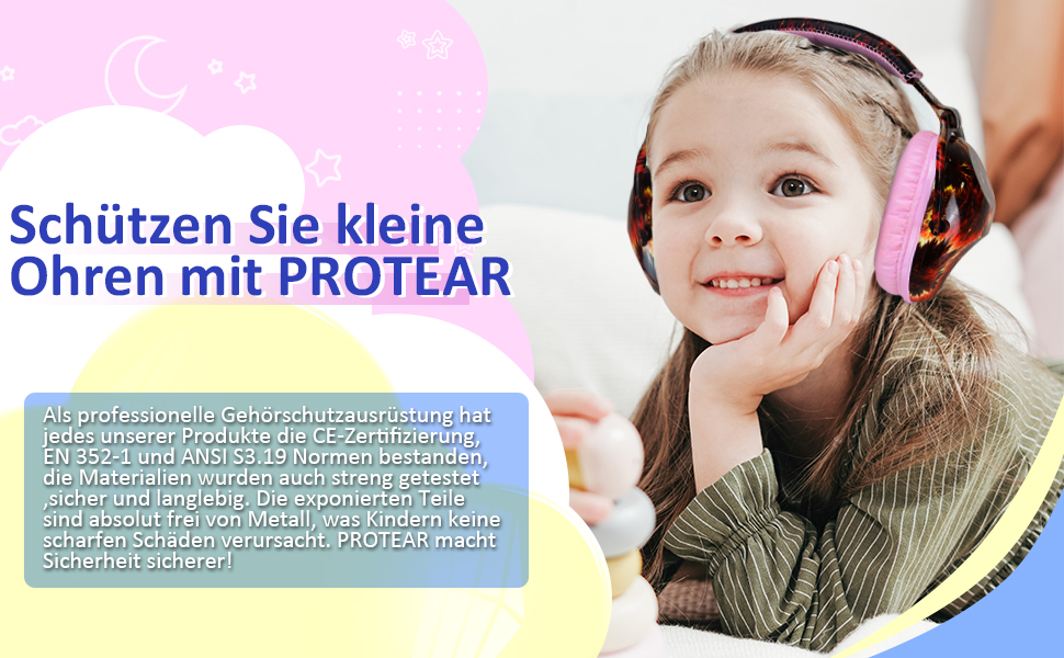 Навушники для захисту від шуму для дітей з аутизмом, для малюків та підлітків, ідеальні для феєрверків та концертів, SNR 28 dB