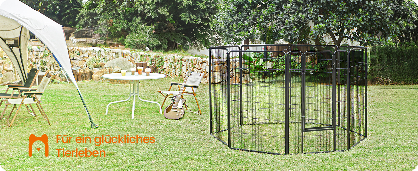 Вольєр для тварин Feandrea Freilaufgege, XL, 77 x 120 см, чорний, з 8 панелей, для дому та вулиці