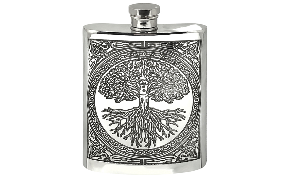 Фляга з олова English Pewter Company з кельтським дизайном «Дерево життя» (CEL601)
