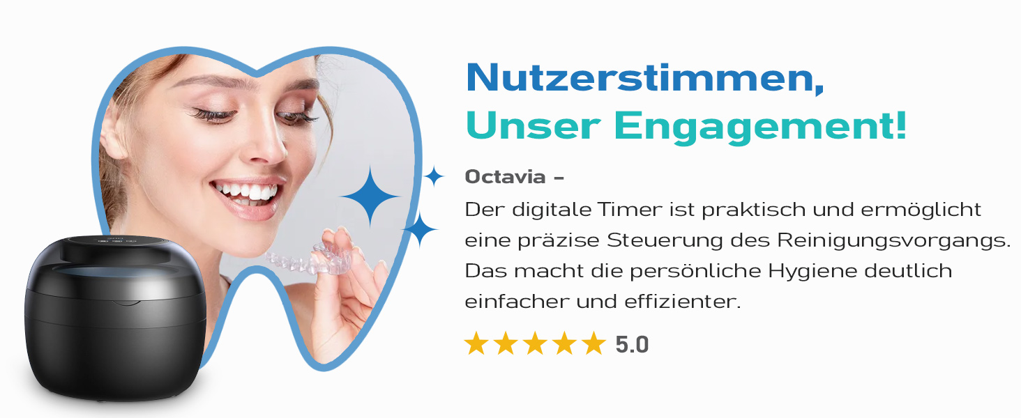 Ультразвуковий очищувач для стоматології 50kHz, 250мл з УФ-лампою (6 ламп) для брекетів, кап, ретейнерів, зубних протезів, елайнерів та ювелірних виробів, чорний
