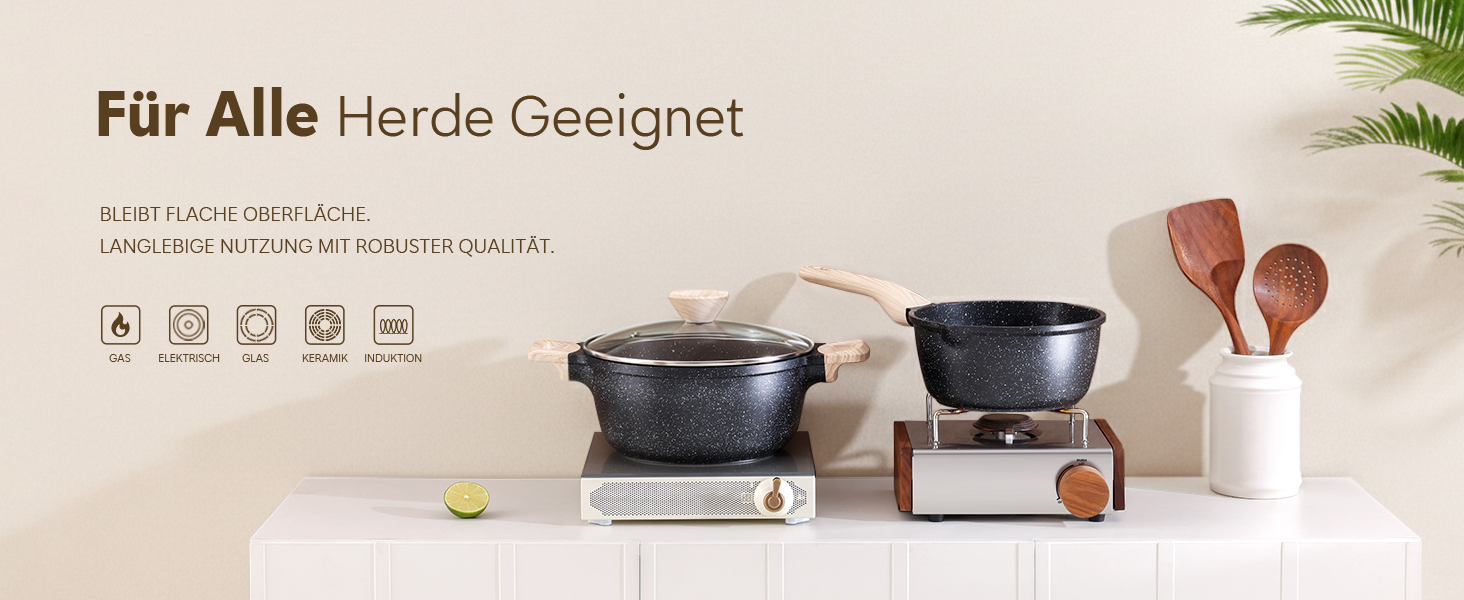 Набір посуду Kordisen з антипригарним покриттям, 5 предметів: каструлі та сковорідки. Безпечний, сумісний з індукцією, PFOA та PFAS free