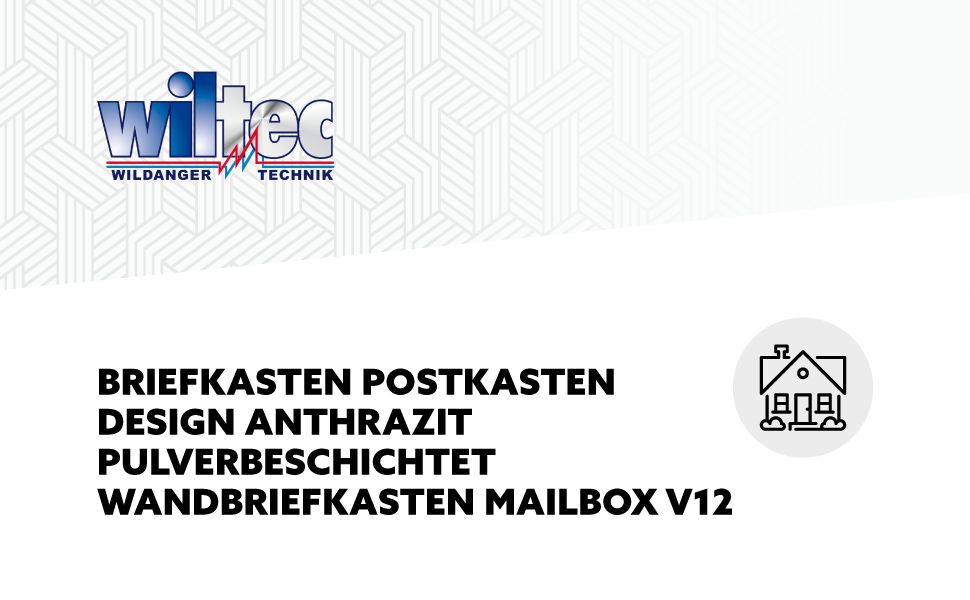 Поштова скринька Wiltec V12 антрацит 360x115x320 мм, настінна, з замком, оглядовим вікном та табличкою для імені, сталь оцинкована