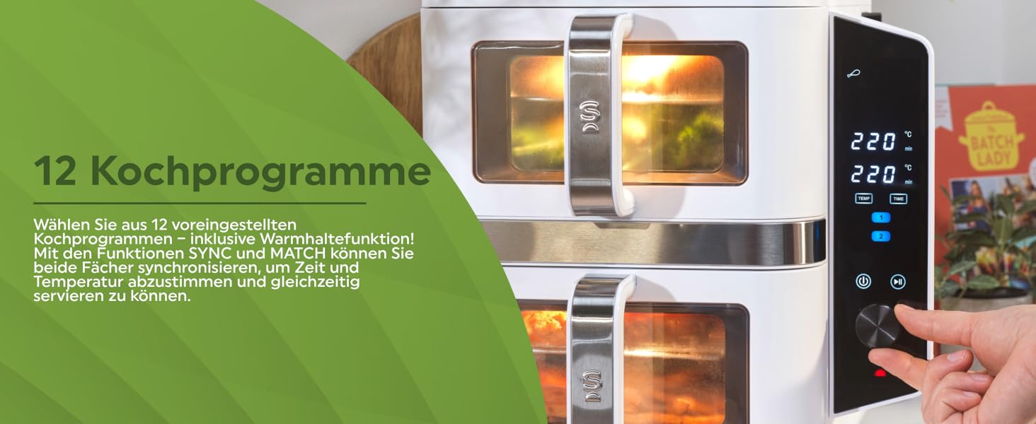 Фритюрниця Salter VertiCook View з вертикальною подвійною шухлядою, 9л, 12 функцій, без PFAS