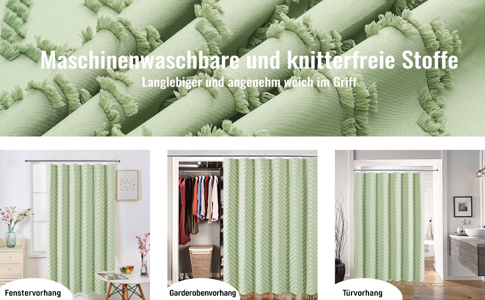 Штора для душу BTTN 180x180 см, Бохо, бежева з китицями, водонепроникна, з гачками (12 шт.)